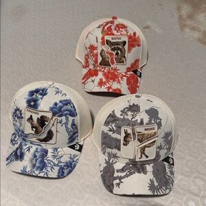 Goorin bros kintsugi capsule. Lot of 3 Floral Embroidered Caps Set